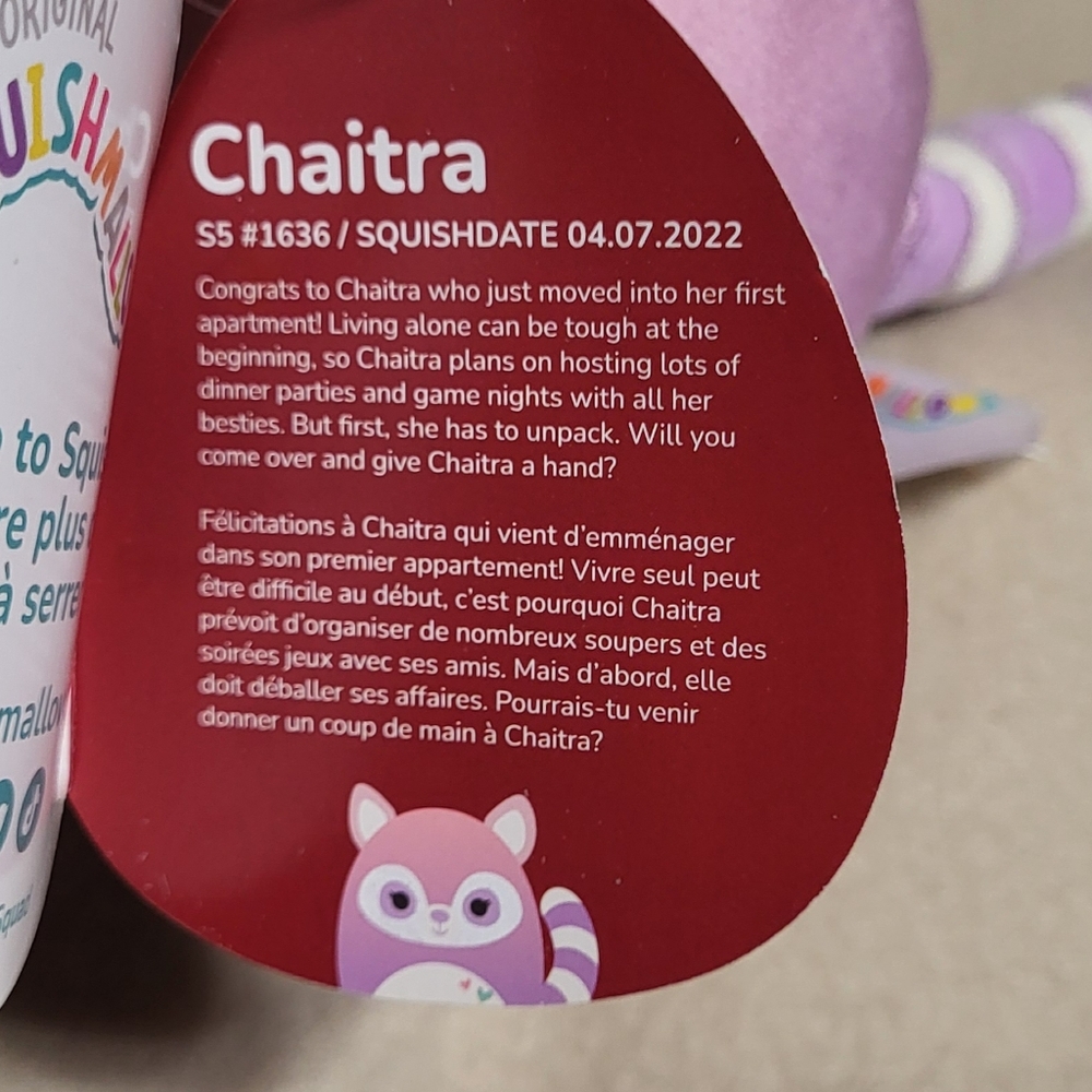 Squishmallows Jazwares NWT 5in Chaitra the Lemur 2022 Valentines Day Plush Toy - Picture 3 of 4